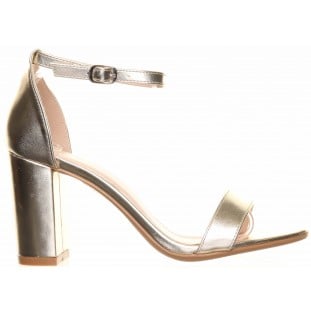 Gold High Block Heel Barely There Sandal