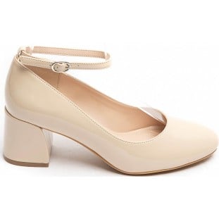 Nude Low Block Heel Ankle Bar Court Shoe