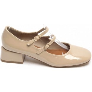 Nude Instep Strap Low Block Court