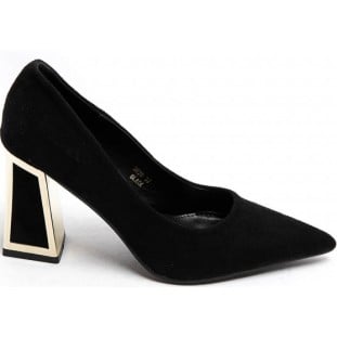 Black Gold Trimmed Heel Pointed Court