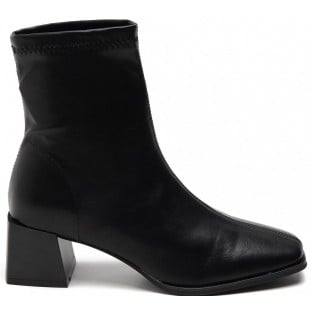 Black Block Heel Stretch Ankle Boot