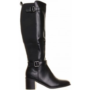 Black Two Buckle Knee High