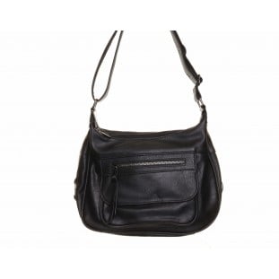 Black Zip And Front Pocket Shoulder  Bag