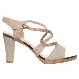 Gold Instep Curve Strappy Glitter Sandal