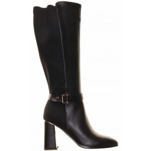 Redz Black Block Heel Knee High Boot