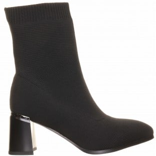 Redz Black Block Heel Stretch Ankle Boot