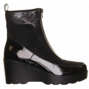 Redz Black Zip Wedge Ankle Boot