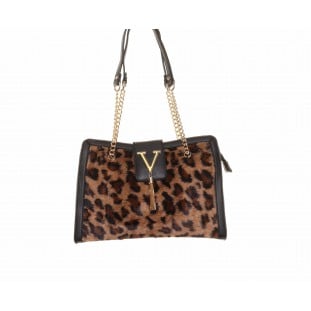 V Trim Brown Leopard Bag