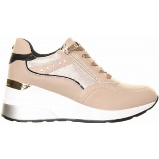 Tommy Bowe Beige Wedge Laced Trainer