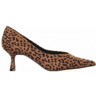 Leopard Plain Mid Heel Pointed Court