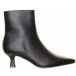 Black Plain Mid Heel Ankle Boot