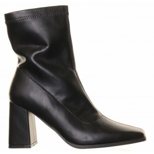 Black Block Heel Square Toe Ankle Boot