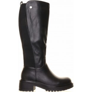 Black Knee High Back Elactic Casual Boot