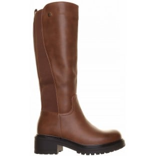 Camel Knee High Back Elactic Casual Boot