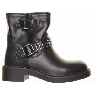 Black Studded Strap Ankle Boot