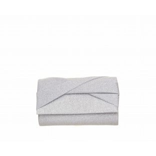 Silver Shimmer Pleat Clutch Bag