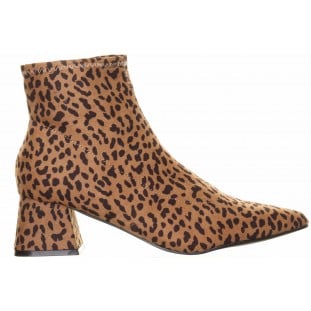 Leopard Low Block Heel Ankle Boot