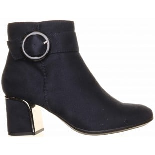 Redz Navy Block Heel Circle Trim Buckle Boot