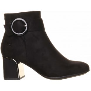 Redz Black Block Heel Circle Trim Buckle Boot