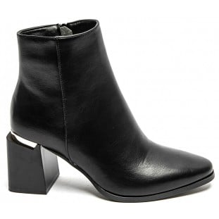 Black Block Heel Ankle Boot Metallic Insert