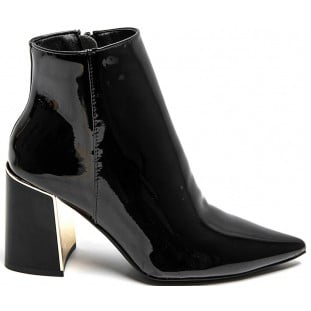 Black Patent Pointed Toe Ankle Boot