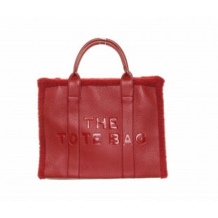 Red Fur Trimmed Tote Bag