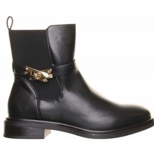 Black Gold Trim Flat Ankle Boot