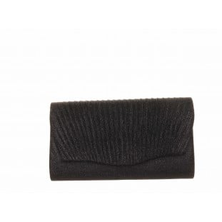 Black Pleated Shimmer Clutch Bag