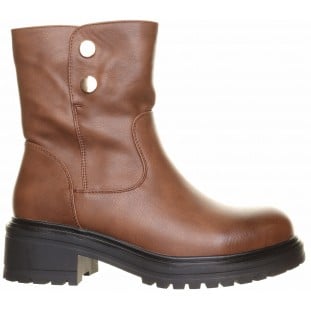 Camel Two Button Casual Ankle Boot