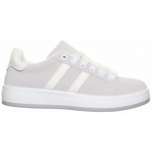 Light Grey Two Stripe Laced Trainer