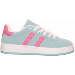 Light Blue Two Stripe Laced Trainer