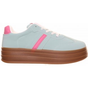 Light Blue Side Stripe Laced Trainer