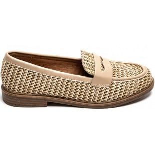 Taupe Hessian Flat Penny Loafer