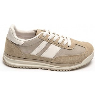 Taupe White Two Stripe Trainer