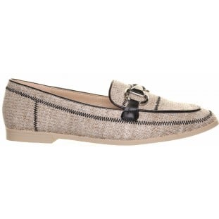 Black Beige Hessian Snaffle Bar Loafer