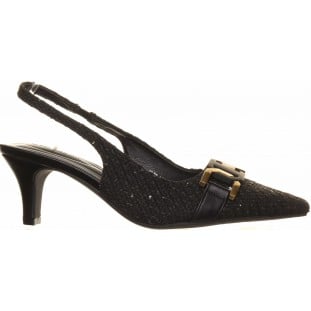 Black Buckle Trim Slingback Court