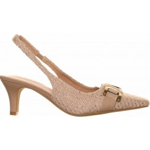 Camel Buckle Trim Slingback Court