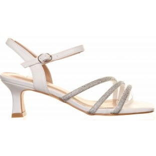 White Low Heel Strappy Sandal