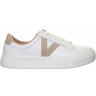 Drilleys White Thick Sole Beige V Trainer