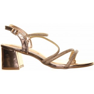 Sorrento Gold Block Heel Diamante Sandal