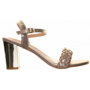 Sorento Gold Plait Strap Mirror Heel Sandal