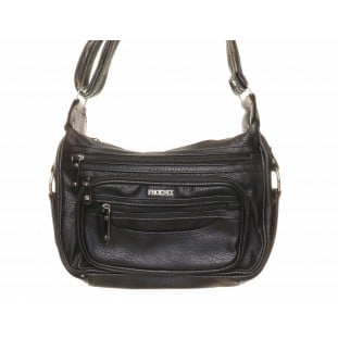 Black Two Zip Pocket Shoulder Bag