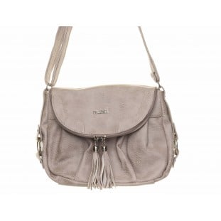 Beige Tassel Trim Shoulder Bag