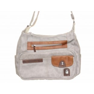 Tan Multi One Zip And Pocket Shoulder Bag