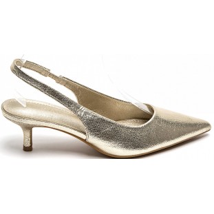 Gold Plain Low Heel Sling Back