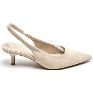 Beige Plain Low Heel Sling Back