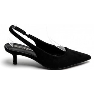 Black Plain Low Heel Sling Back