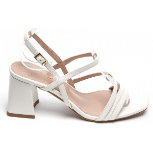 White Block Heel Strappy Sandal