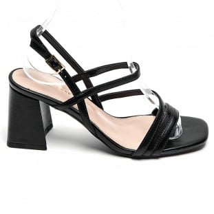 Black Block Heel Strappy Sandal