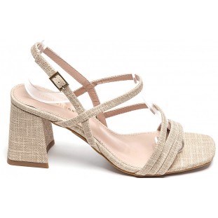 Taupe Block Heel Strappy Sandal